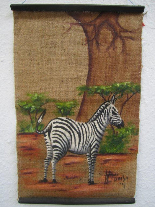 Zebra Burlap Framed