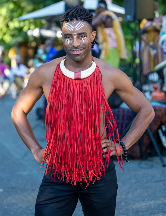 Mwenge Unisex Leather Fringe Necklace | Handmade in Mali