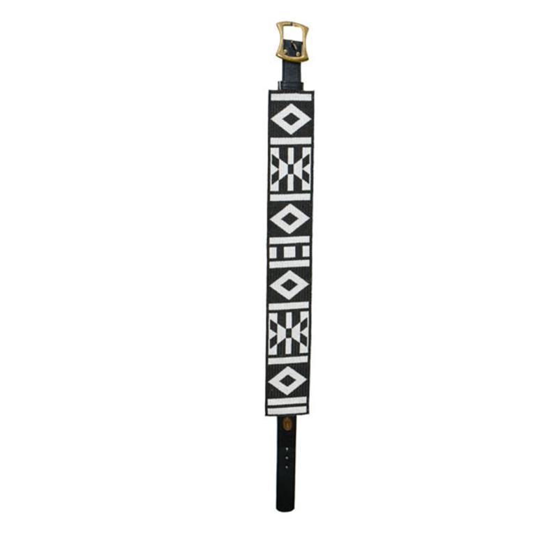 Wide Beaded Leather Belt 02