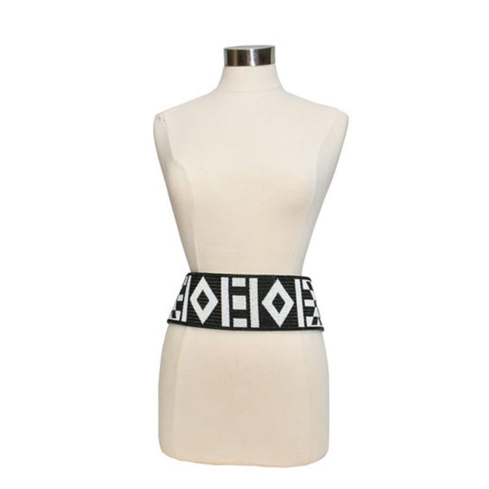 Wide Beaded Leather Belt 02