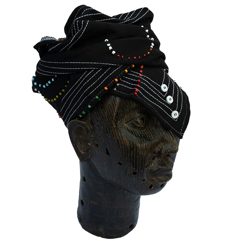 Xhosa Beaded Head Wrap Black Multi colored beads — Luangisa
