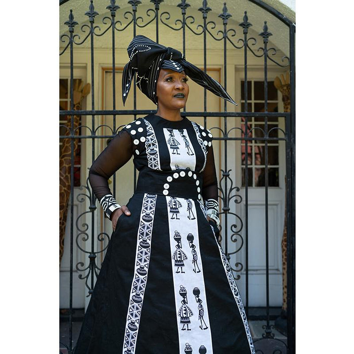 short xhosa traditional dresses Mustard Cream and Black 5 piece Ladies Xhosa Traditional Attire
