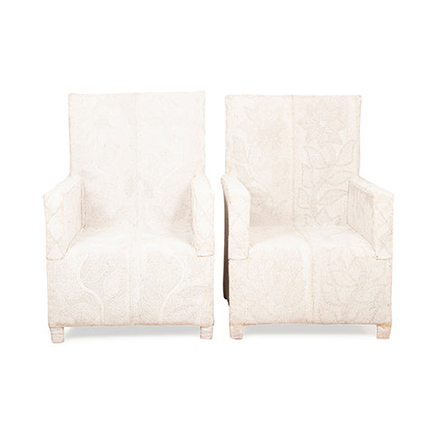 Yoruba Beaded Arm Chair Set of 2 | White