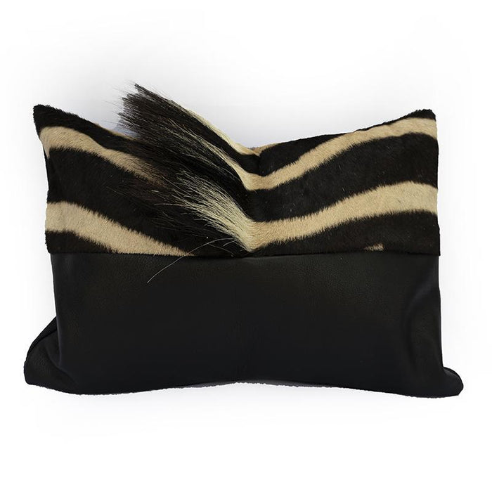 Zebra Hide Leather Bolster Pillow