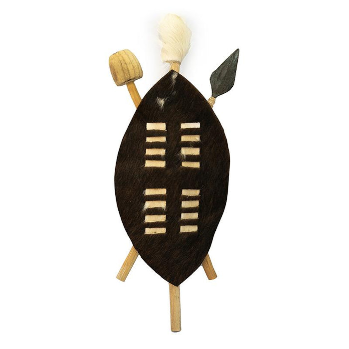 Zulu Shield with Spear and Club - Small