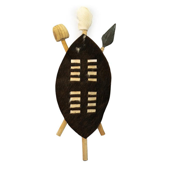 Zulu Shield with Spear and Club - Medium