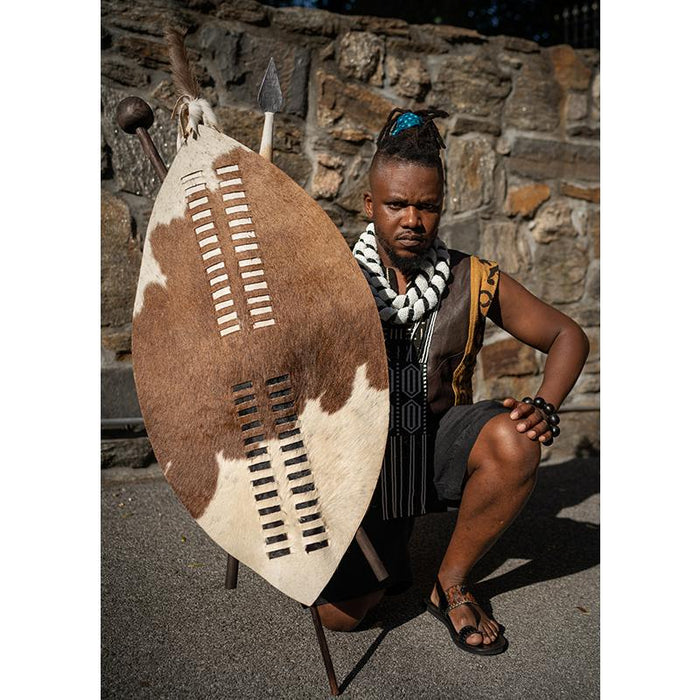 Zulu Shield XL with Spear and Club 01 | Handmade by Zulu Warrior