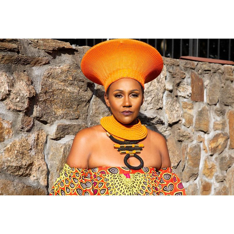 Zulu Wide Basket Hat Orange Handmade in South Africa — Luangisa