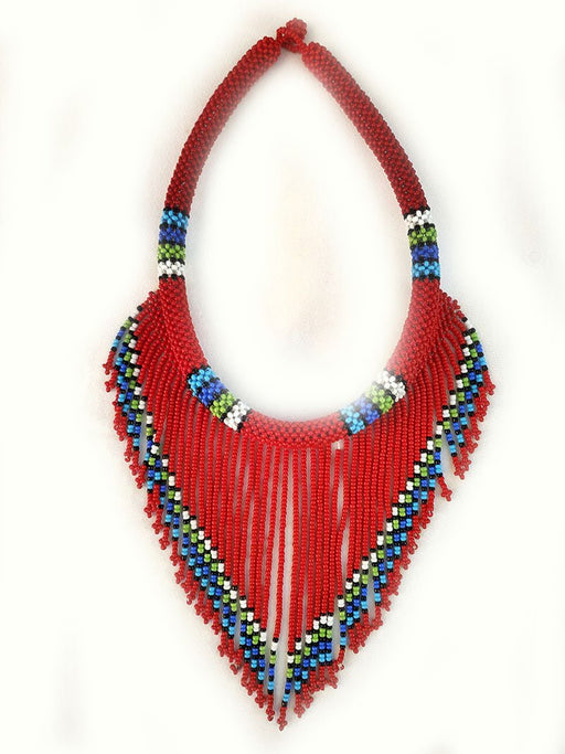 Abuu Beaded Necklace Red - Luangisa African Gallery