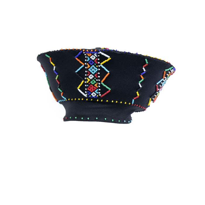 Zulu Beaded Bucket Hat - Isicholo Black & White | Handmade in South Africa