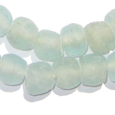 Large Recycled Glass Beads Strand | Clear Aqua