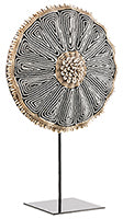 Beaded Cameroon Umbrella Shield on stand - Black & White 01