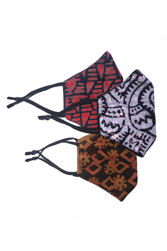 Uhuru Adult Batik Unisex Face Masks - Set of 3